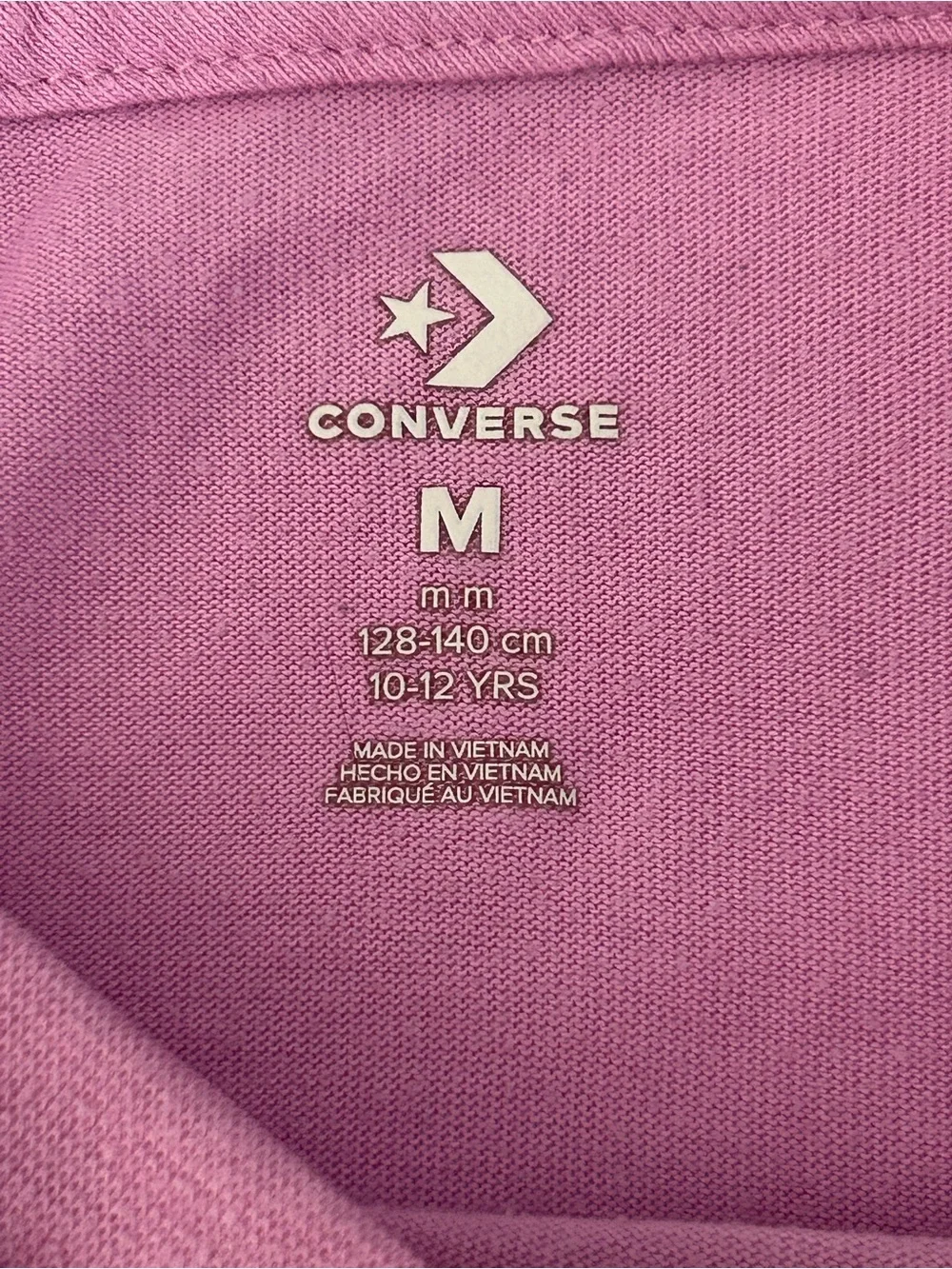 Converse All Star T-Shirt Girls Medium 10yrs-12yrs Beyond Pink Front Tie